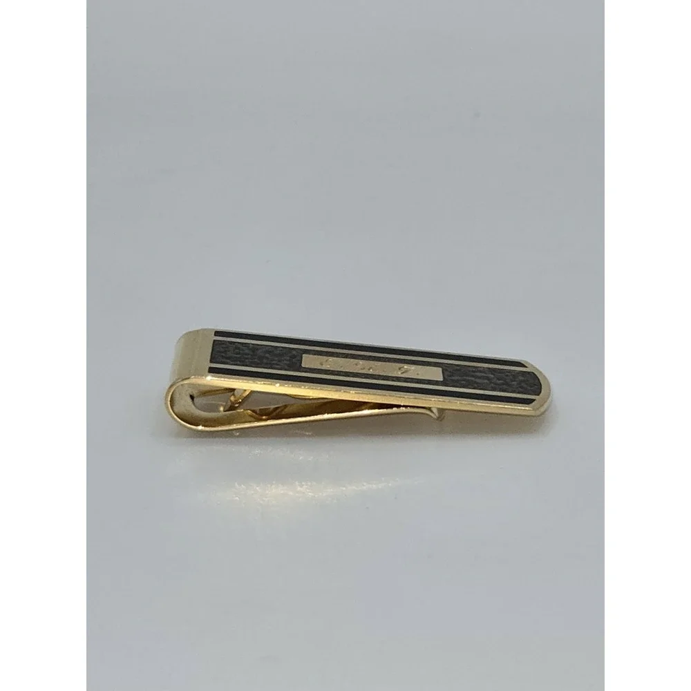 Kelly Waters Vintage Gold Plated Black & Grey Colored Money Clip Made‎ In USA